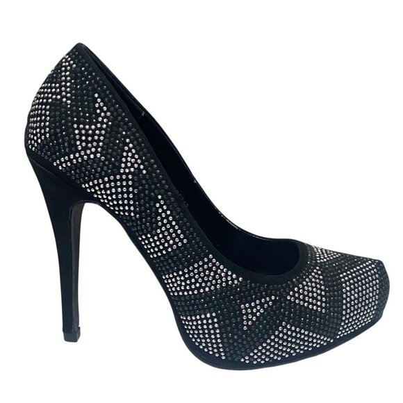 Charlotte Russe Chevron Sparkly Zig Zag Platform Heels Size 7 - Picture 1 of 7